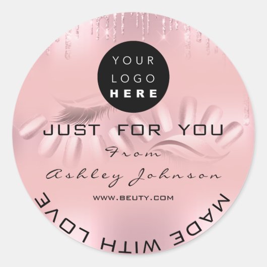 Hartelijk dank voor de Logo Nails Lashes Roos Driv Ronde Sticker (Voorkant)