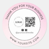 Hartelijk dank voor de Logo QR Code Social Media v Ronde Sticker (Voorkant)