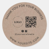 Hartelijk dank voor de Logo QR Code Social Media v Ronde Sticker (Voorkant)