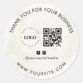 Hartelijk dank voor de Logo QR Code Social Media v Ronde Sticker (Voorkant)