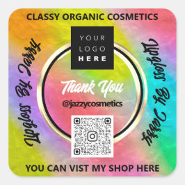 Hartelijk dank voor de Logo regenboogholografisch  Vierkante Sticker