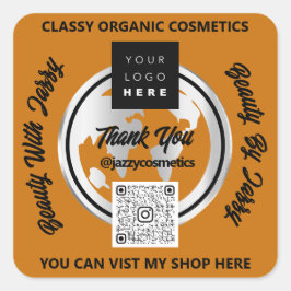 Hartelijk dank voor de Logo Silver Map Wereldbol H Vierkante Sticker