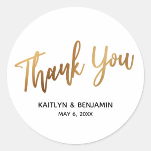 Hartelijk dank voor de minimale Gold Handwriting T Ronde Sticker
