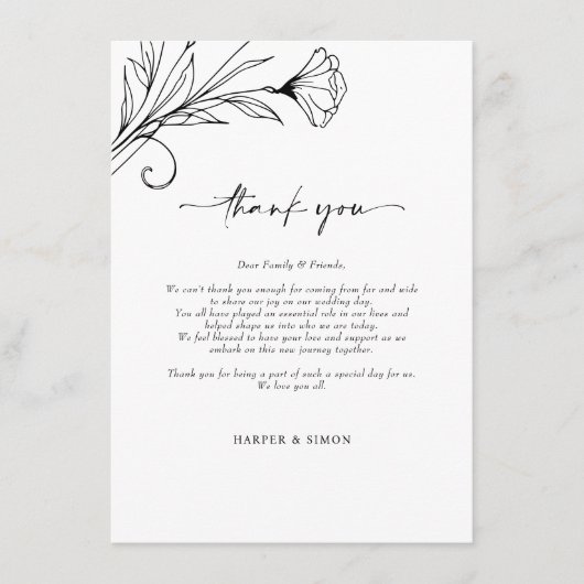 Hartelijk dank voor de minimalistische elegante sc informatiekaartje (Voorkant)