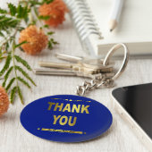 Hartelijk dank voor de moderne blauwe goudSleutelh Sleutelhanger (Zijkant)