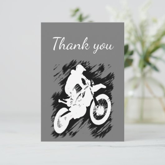 Hartelijk dank voor de Motocross-racewagen Bedankkaart (Staand voorkant)
