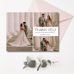 Hartelijk dank voor de multi-foto collage bruiloft<br><div class="desc">Laat je liefde en dankbaarheid zien met deze prachtige Multi-Photo Collage Wedding Thank You Card. Ontworpen voor koppels die hun favoriete momenten van hun trouwdag willen benadrukken, heeft deze kaart een collage van drie gekoesterde foto's op de voorkant, gecombineerd met een oprechte boodschap en je namen. De achterkant van de...</div>