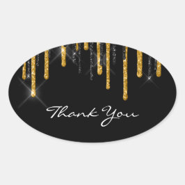 Hartelijk dank voor de naam Wedding Black Gold Dri Ovale Sticker