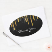 Hartelijk dank voor de naam Wedding Black Gold Dri Ovale Sticker (Envelop)