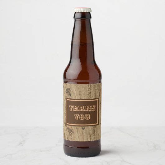 Hartelijk dank voor de Natuur van Rustic Woodgrain Bier Etiket (Voorkant)