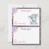 Hartelijk dank voor de olifant Roze Geel Paars Kaart (Voorkant)