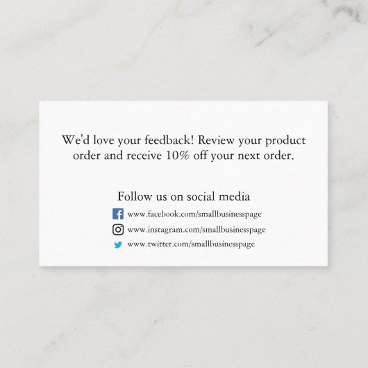 Hartelijk dank voor de ondersteuning van het klein visitekaartje (Achterkant)