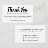 Hartelijk dank voor de ondersteuning van het klein visitekaartje (Voorkant / Achterkant)