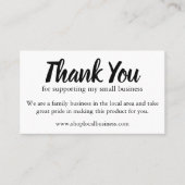 Hartelijk dank voor de ondersteuning van het klein visitekaartje (Voorkant)