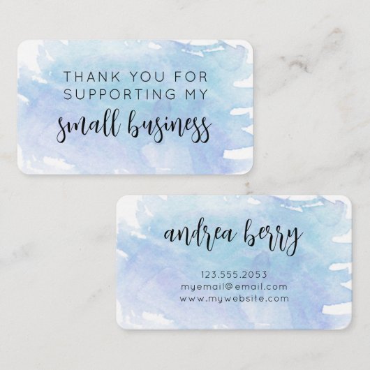 Hartelijk dank voor de ondersteuning van het klein visitekaartje (Voorkant / Achterkant)