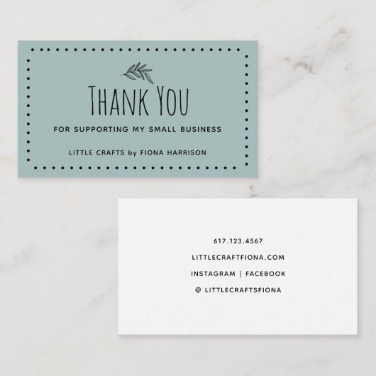 Hartelijk dank voor de ondersteuning van mijn klei visitekaartje (Voorkant / Achterkant)