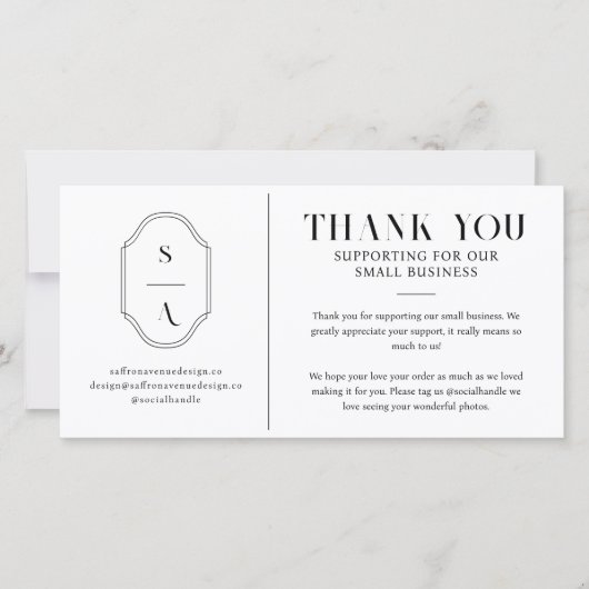 Hartelijk dank voor de ondersteuning van ons Small Bedankkaart (Voorkant)