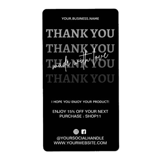 Hartelijk dank voor de orde Modern | Zwart-grijs Etiket (Voorkant)