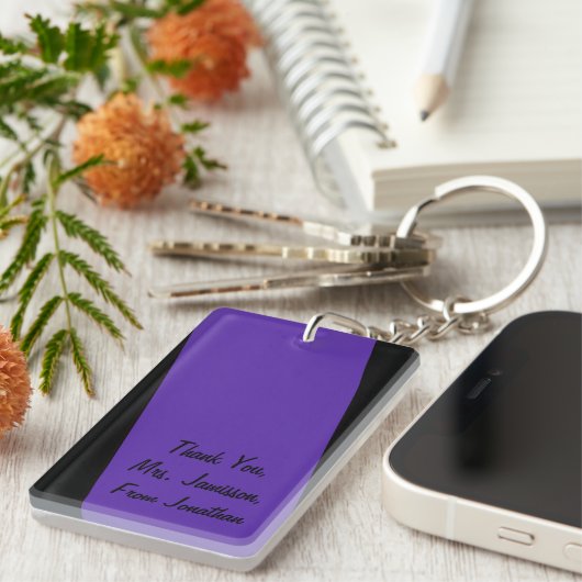 Hartelijk dank voor de Paarse Eenvoudige Minimalis Sleutelhanger (Voorkant Rechts)