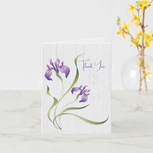 Hartelijk dank voor de Paarse Iris op hout Kaart (Gele Bloem)