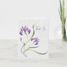 Hartelijk dank voor de Paarse Iris op hout Kaart