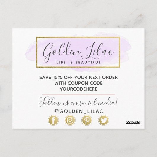 Hartelijk dank voor de Paarse Waterverf en de mode Briefkaart (Achterkant)