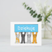 Hartelijk dank voor de Poolse Cartoon Katten Briefkaart (Staand voorkant)