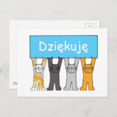 Hartelijk dank voor de Poolse Cartoon Katten Briefkaart (Voorkant / Achterkant)