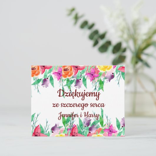 Hartelijk dank voor de Poolse Dziękuję Poland Gift Briefkaart (Staand voorkant)