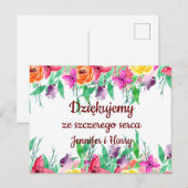 Hartelijk dank voor de Poolse Dziękuję Poland Gift Briefkaart (Voorkant / Achterkant)