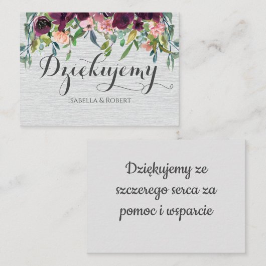 Hartelijk dank voor de Poolse Dziękuję Veel bedank Notitiekaartje (Voorkant / Achterkant)