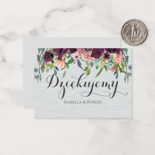 Hartelijk dank voor de Poolse Dziękuję Veel bedank Notitiekaartje (Voorkant / Achterkant in situ)