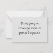 Hartelijk dank voor de Poolse Dziękuję Veel bedank Notitiekaartje (Achterkant)