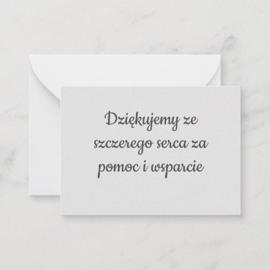 Hartelijk dank voor de Poolse Dziękuję Veel bedank Notitiekaartje (Achterkant)