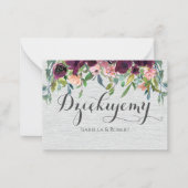 Hartelijk dank voor de Poolse Dziękuję Veel bedank Notitiekaartje (Voorkant)