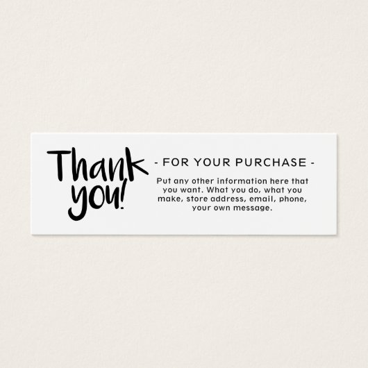 Hartelijk dank voor de profielkaart van uw bestell mini visitekaartjes (Voorkant)