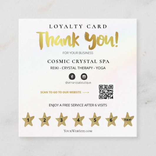 *~* Hartelijk dank voor de regenboog QR Punch Klantenkaartje (Voorkant)