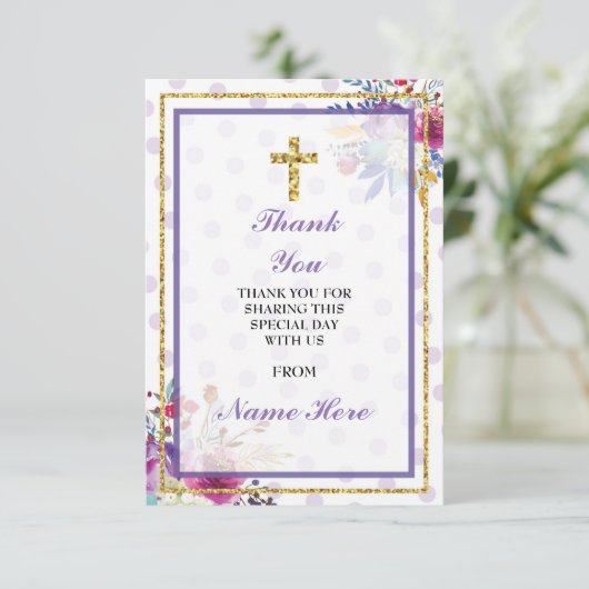 Hartelijk dank voor de Religieuze Heilige Kruis Fl Bedankkaart (Staand voorkant)