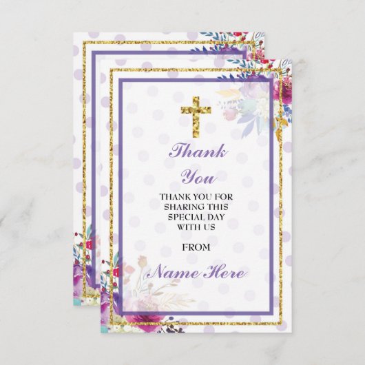 Hartelijk dank voor de Religieuze Heilige Kruis Fl Bedankkaart (Voorkant / Achterkant)
