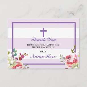 Hartelijk dank voor de religieuze Paarse Stripe Fl Bedankkaart