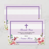 Hartelijk dank voor de religieuze Paarse Stripe Fl Bedankkaart (Voorkant / Achterkant)