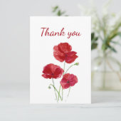 Hartelijk dank voor de Rode Waterverf papavertuinb Bedankkaart (Staand voorkant)