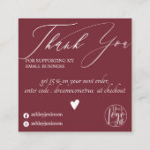 Hartelijk dank voor de roodbruine vlinderorde vierkante visitekaartje (Achterkant)