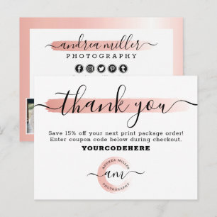 Hartelijk dank voor de Roos Gold Minimalist Market Briefkaart