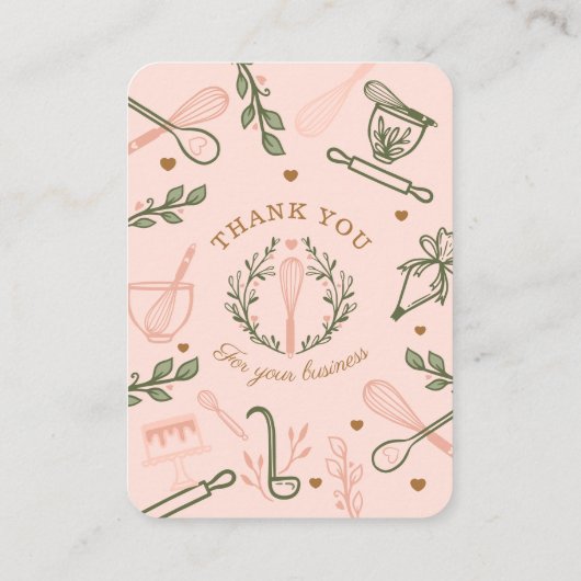 Hartelijk dank voor de roze bakkerij- en kookappar informatiekaartje (Achterkant)