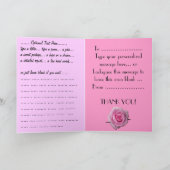 Hartelijk dank voor de roze bloemen Aangepast Wens Bedankkaart (Binnen)