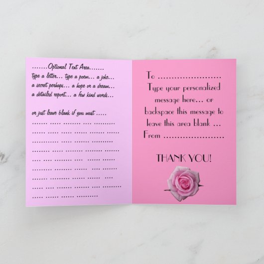 Hartelijk dank voor de roze bloemen Aangepast Wens Bedankkaart (Binnen)