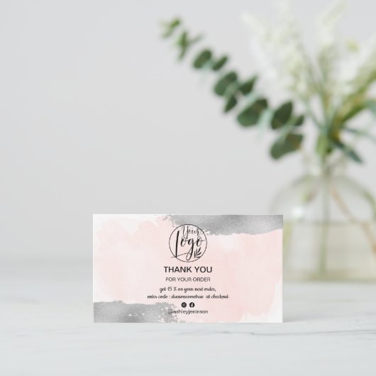 Hartelijk dank voor de roze borstelzilverborstelvo visitekaartje (Staand voorkant)