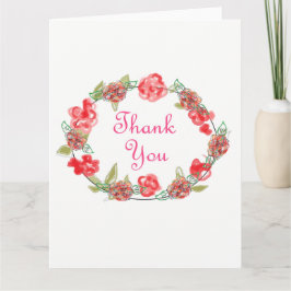 Hartelijk dank voor de roze en witte decoratieve k bedankkaart