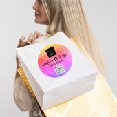 Hartelijk dank voor de roze Glitter QRCode Logo va Ronde Sticker